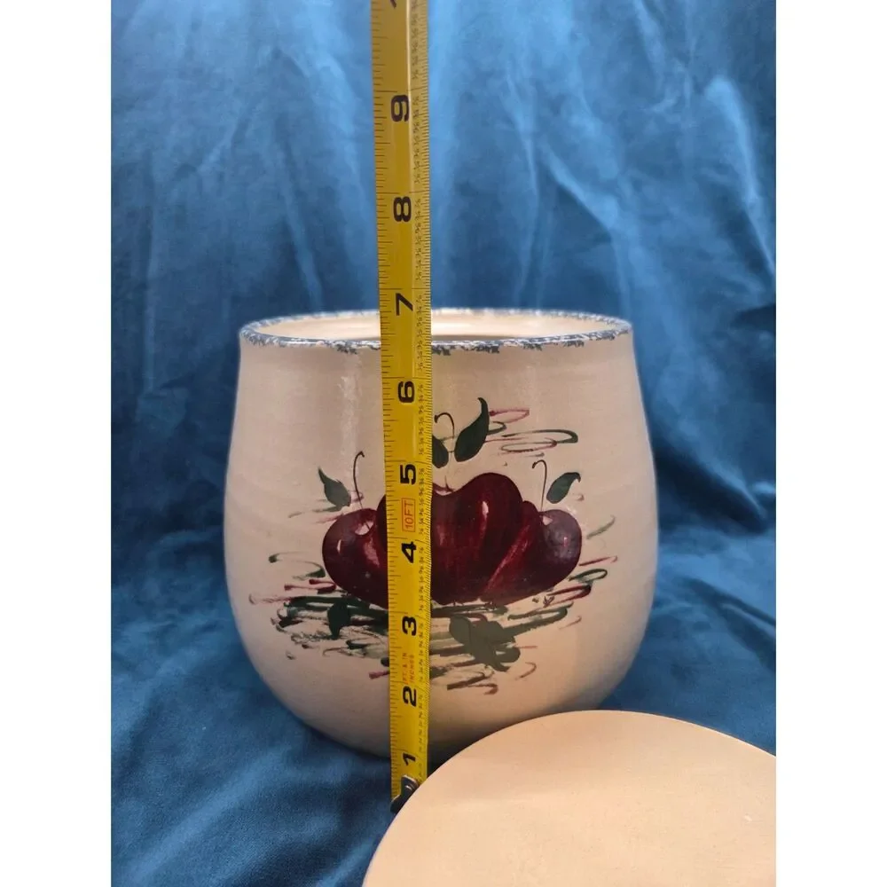 Casey Pottery Stoneware Spongeware and apple covered crock/canister